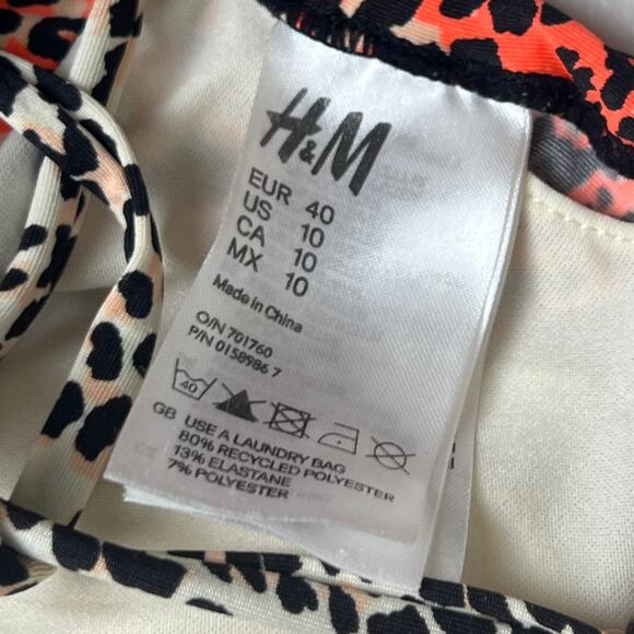 H&M Cheetah Print Orange & White Bikini Top US Size 10 - Picture 5 of 5